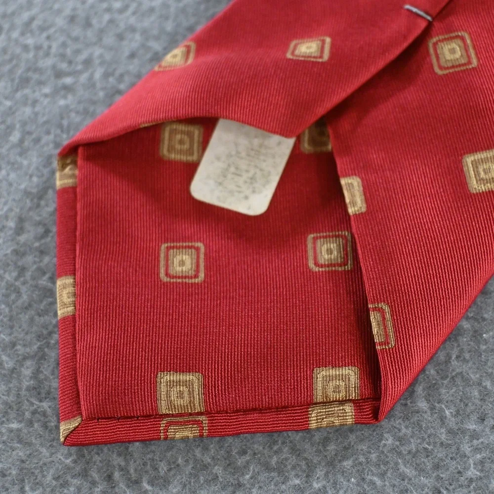 Granger Owings Mens‎ Royal Label Collection Geometric Silk Necktie OS Red Gold